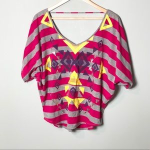 NWT Bongo vneck top shirt Aztec print size Xlarge